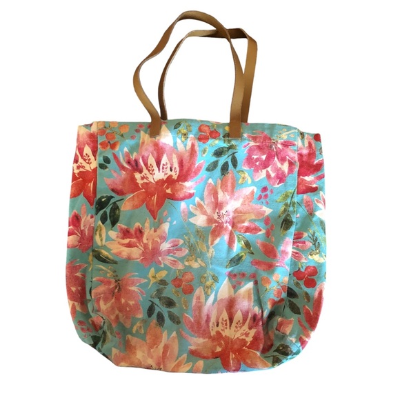 Blue & Pink Floral Tote Bag - Picture 7 of 10